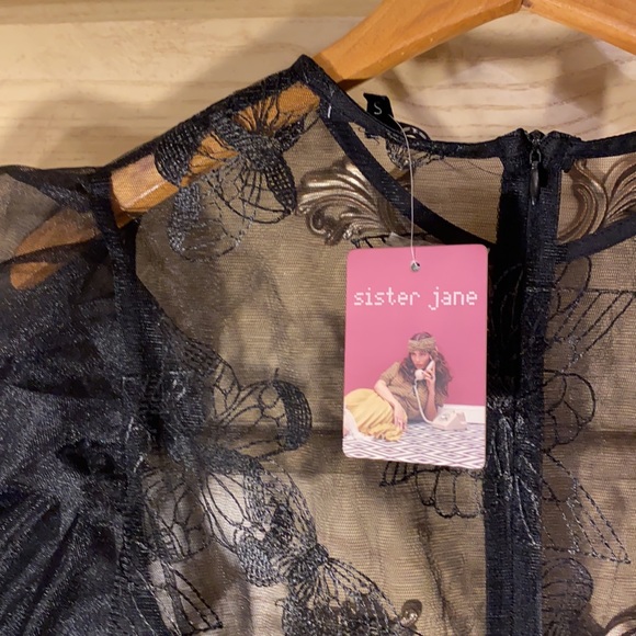 NWT Sister Jane Dream tiered flutter sleeve peplum rhinestone crystal blouse - Picture 13 of 16